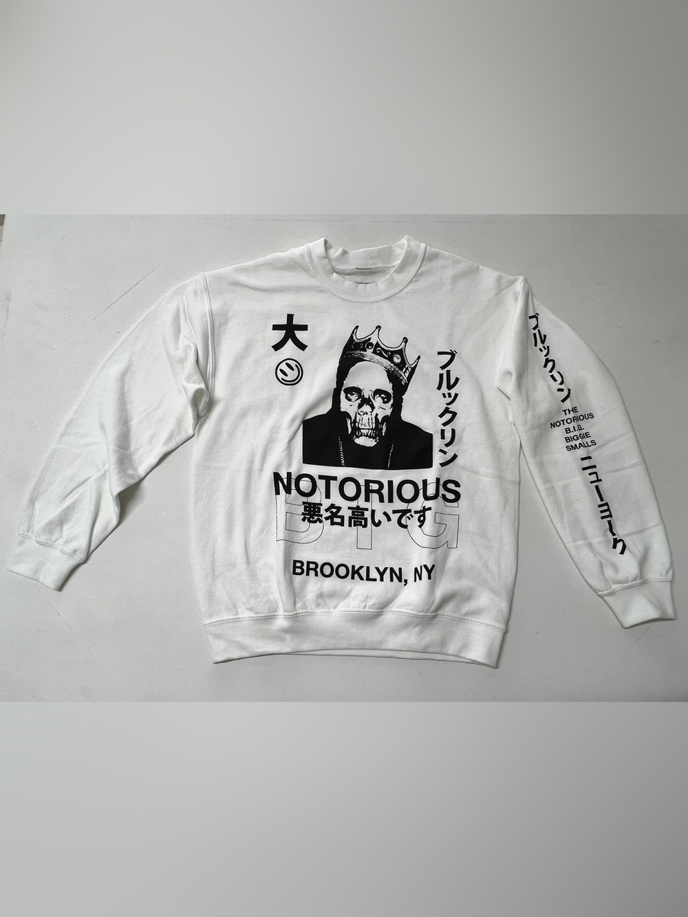 Biggie Smalls Notorious B.I.G. Brooklyn NY Japanese Graphic Sweatshirt Medium